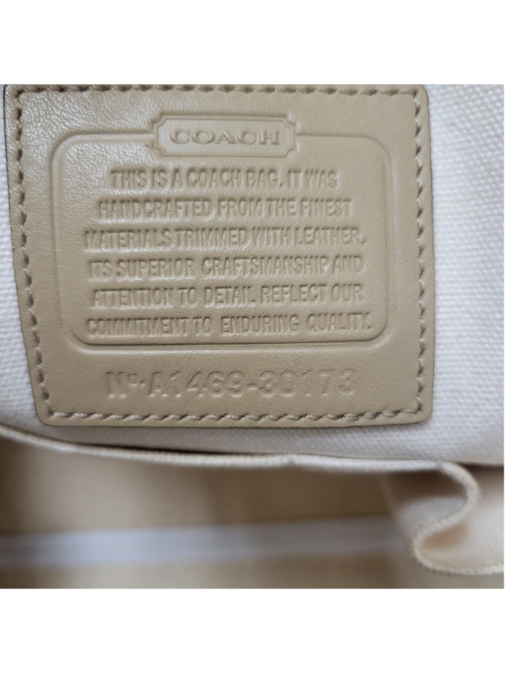 Coach Bleecker Preston Large Women Satchel Beige/White Stripe Coated Canvas Bag - Picture 9 of 9